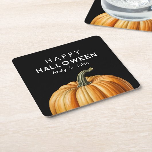 Happy Halloween mit großem Kürbis Rechteckiger Pappuntersetzer (angewinkelt)