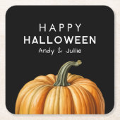 Happy Halloween mit großem Kürbis Rechteckiger Pappuntersetzer (Vorderseite)