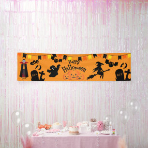 Happy Halloween mit Halloween-Charakter-Banner Banner