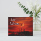 Happy Halloween mit Hexe und Mond Postkarte (Stehend Vorderseite)