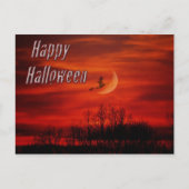 Happy Halloween mit Hexe und Mond Postkarte (Vorderseite)
