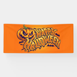 Happy Halloween mit Kürbislaterne House Flag Banner