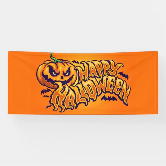 Happy Halloween mit Kürbislaterne House Flag Banner (Horizontal)