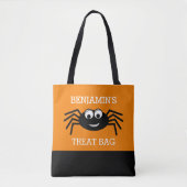 Happy Halloween mit Name Niedlich Spider Leckerei Tasche (Vorderseite)