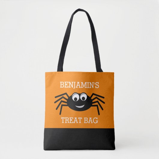 Happy Halloween mit Name Niedlich Spider Leckerei Tasche (Vorderseite)