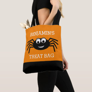 Happy Halloween mit Name Niedlich Spider Leckerei Tasche