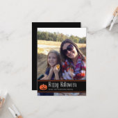 Happy Halloween mit Pumpkin | Fotokarte Karte (Vorderseite/Rückseite Beispiel)