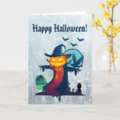 Happy Halloween mit Spuk Scarecrow Karte (Gelbe Blume)