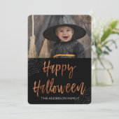 Happy Halloween Modern Halloween Foto Card Karte (Stehend Vorderseite)