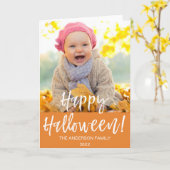 Happy Halloween Modern Halloween Foto Card Karte (Gelbe Blume)