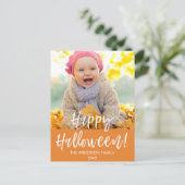 Happy Halloween Modern Halloween Foto Card Postkarte (Stehend Vorderseite)