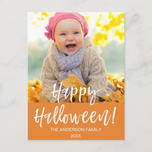 Happy Halloween Modern Halloween Foto Card Postkarte (Vorderseite)