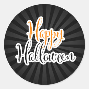 Happy Halloween Moderne Typografie Black Orange Runder Aufkleber