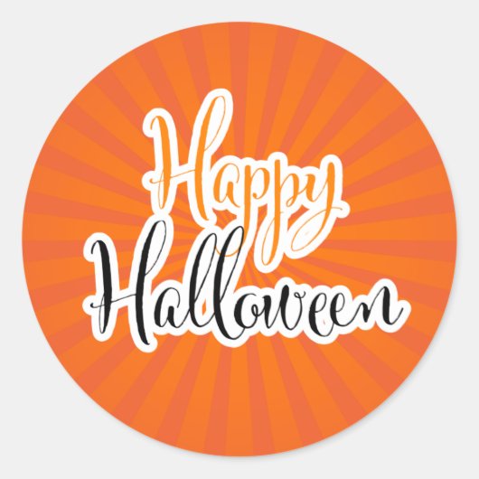 Happy Halloween Moderne Typografie Orange Black Runder Aufkleber (Vorderseite)