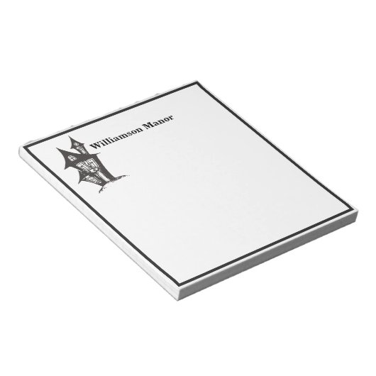 Happy Halloween Monogram Family Spuk House Memo Notizblock (angewinkelt)