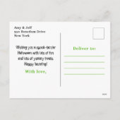 Happy Halloween Monsters Green Feiertagspostkarte (Rückseite)