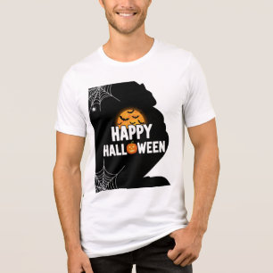 Happy Halloween Moon and Spider Web T - Shirt