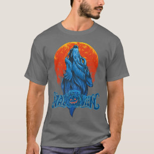 Happy Halloween Moon Wolf 4317 T-Shirt