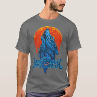 Happy Halloween Moon Wolf 4317 T-Shirt