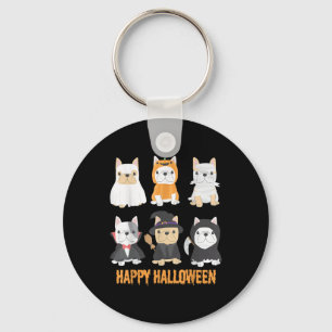 Happy Halloween Mops Hunde Niedliche Französisch B Schlüsselanhänger