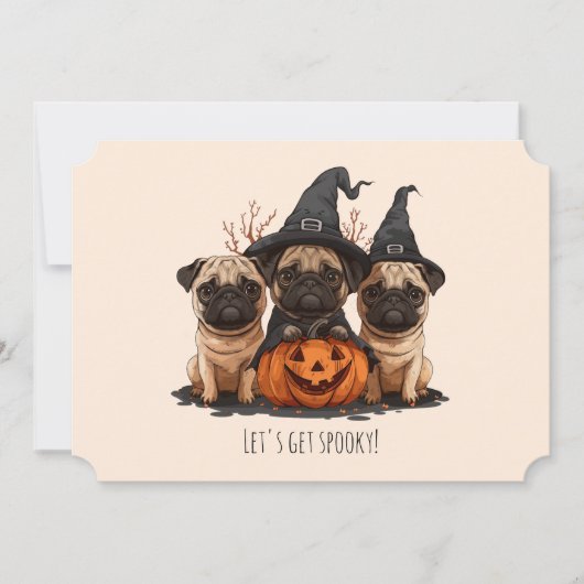 Happy Halloween Mops Kürbislaternen Einladung (Vorderseite)