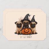 Happy Halloween Mops Kürbislaternen Einladung (Vorne/Hinten)