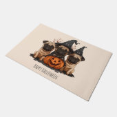 Happy Halloween Mops Kürbislaternen Fußmatte (Schrägansicht)