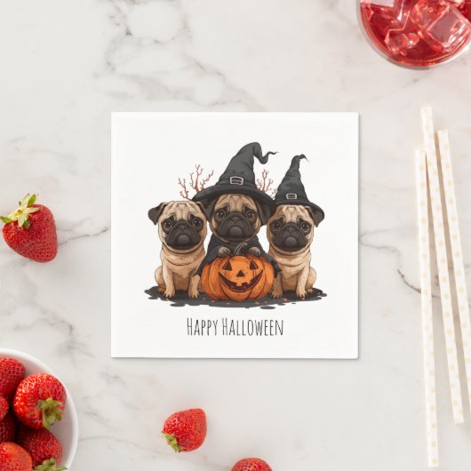 Happy Halloween Mops Kürbislaternen Serviette (Beispiel)