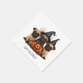 Happy Halloween Mops Kürbislaternen Serviette (Ecke)