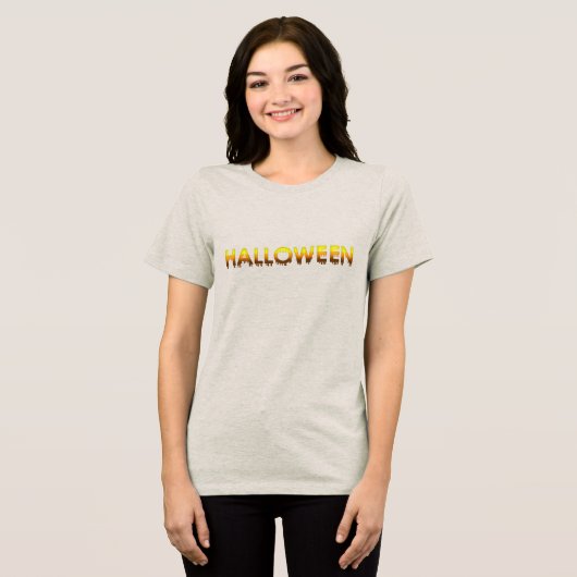 Happy Halloween Motif Tri-Blend Shirt (Vorderseite voll)