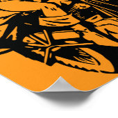 Happy Halloween Motorrad-Frau Katzenkostüm Poster (Ecke)