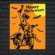 Happy Halloween Motorrad-Frau Katzenkostüm