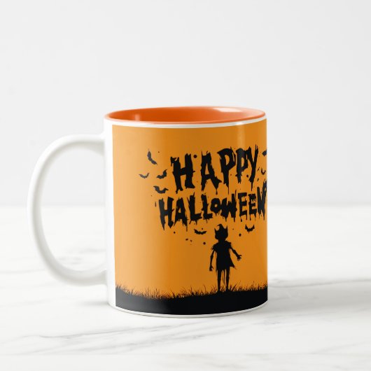 Happy Halloween:Mug with Mysterious Silhouette Zweifarbige Tasse (Links)