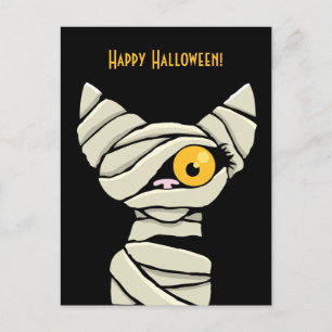 Happy Halloween Mummy Cat Postkarte