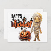 Happy Halloween Mummy Feiertagspostkarte (Vorne/Hinten)