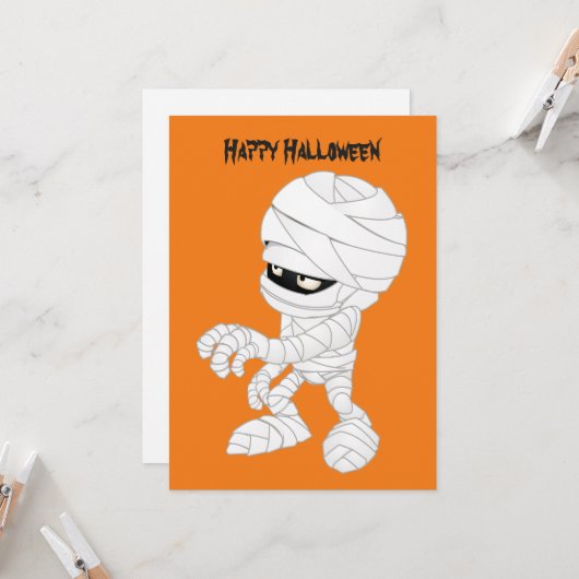 Happy Halloween Mummy Karte (Vorderseite/Rückseite Beispiel)