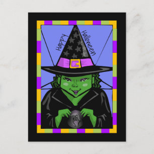 Happy Halloween Mystic Hexe Postkarte