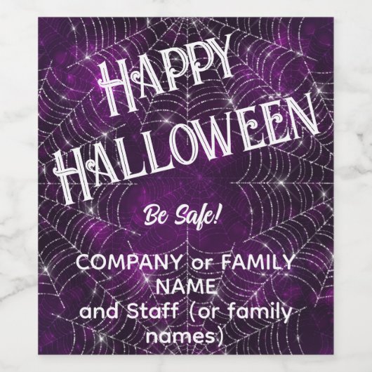 Happy Halloween, Name, Lila 6 Weinetiketten Weinetikett (Einzelnes Label)
