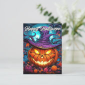 Happy Halloween Nefarious Pumpkin Illustration Postkarte (Stehend Vorderseite)