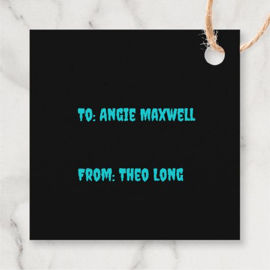 Happy Halloween Neon Blue Spiderweb schwarz Geschenkanhänger (Rückseite)