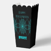 Happy Halloween Neon Blue Spiderweb schwarz Geschenkschachtel (Vorderseite)
