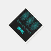 Happy Halloween Neon Blue Spiderweb schwarz Serviette (Ecke)