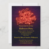 Happy Halloween Neon Glow Look Witch Brick Party Einladung (Vorderseite)