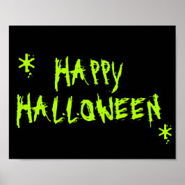 Happy Halloween Neon grün beängstigende Typografie Poster