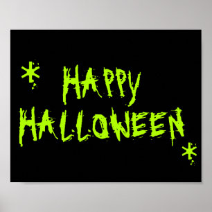 Happy Halloween Neon grün beängstigende Typografie Poster