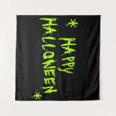 Happy Halloween Neon grün beängstigende Typografie Wandteppich (Vorderseite (Horizontal))