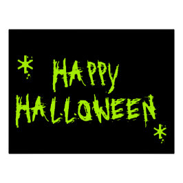 Happy Halloween Neon grün schwarz spooky Typografi Poster