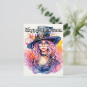 Happy Halloween - Nerdy Witch Illustration Postkarte (Stehend Vorderseite)