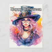 Happy Halloween - Nerdy Witch Illustration Postkarte (Vorderseite)