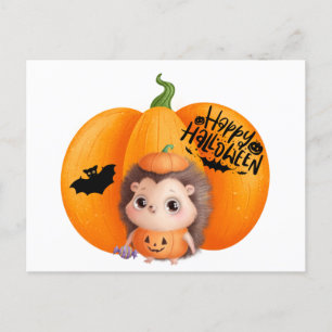 Happy Halloween Niedlich Baby Igel und Pumpkin Postkarte